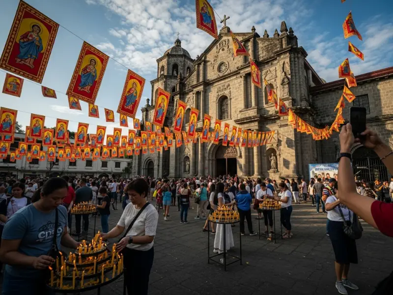 basilica del santo nino cebu Basilica Minore del Santo Niño in Cebu City with devotees and tourists outside.