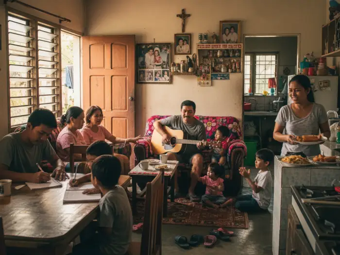 filipino kinship terms ate kuya tito tita Filipino family using kinship terms Ate, Kuya, Tito, and Tita in daily life.