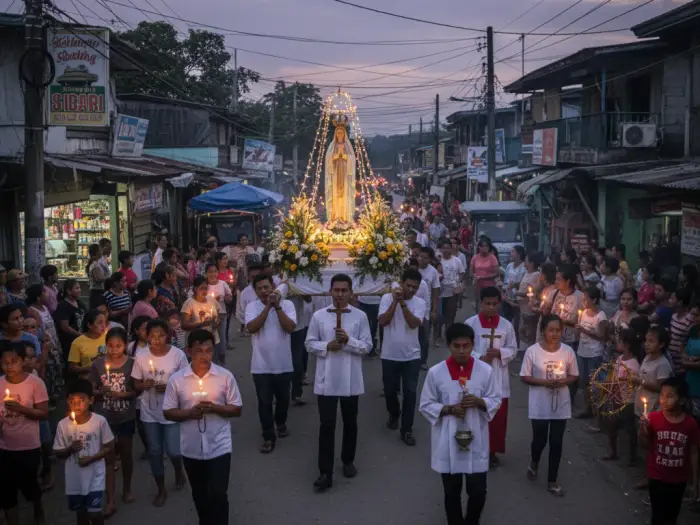 filipino religious processions devotions Filipino devotees joining a Catholic religious procession and devotion in the Philippines.