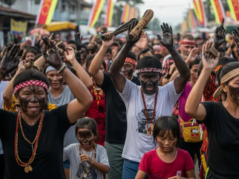 ati atihan experience like local Locals and tourists dancing together at Ati-Atihan Festival in Kalibo.