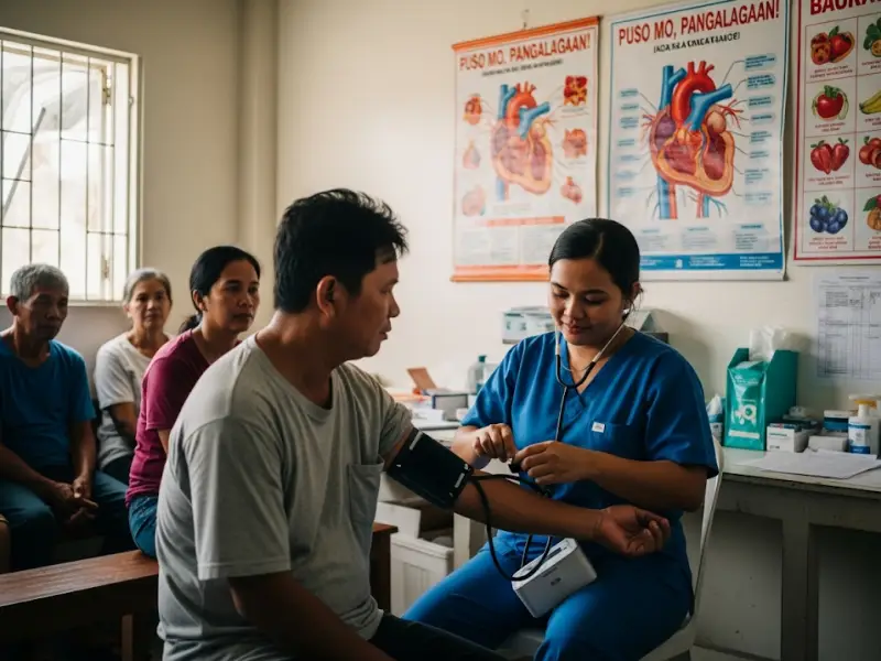 barangay health check bloodpressure Filipino man having his blood pressure checked at a barangay clinic.