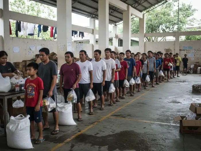 barangay relief goods corruption Barangay residents receiving incomplete relief goods after a typhoon.