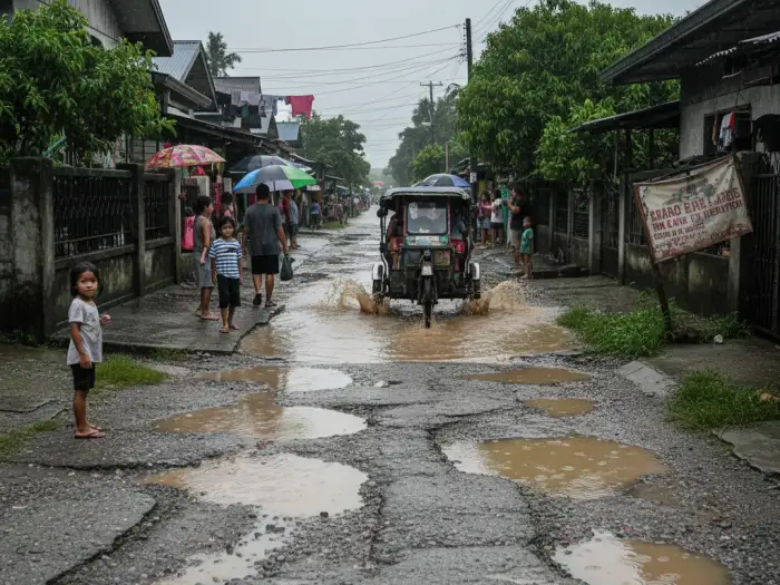 barangay road repairs low quality Poorly repaired barangay road forcing higher transport and vehicle repair costs.