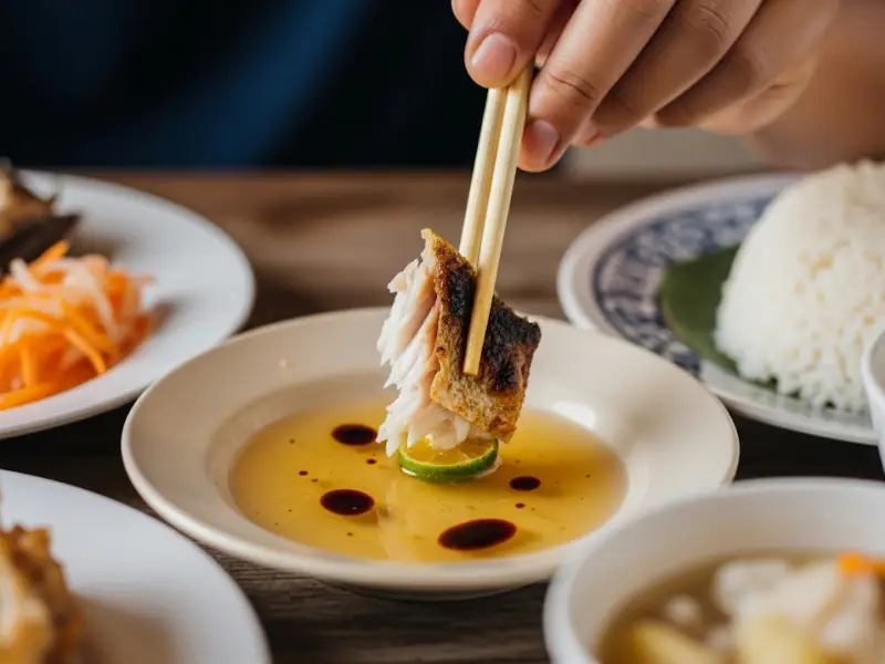 control sawsawan Filipino meal with controlled dipping sauce portion.