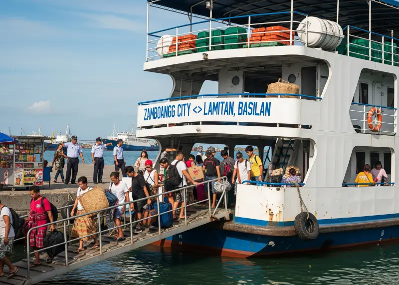 ferry to lamitan basilan travel Passengers boarding a ferry at Zamboanga port on the way to Lamitan, Basilan.