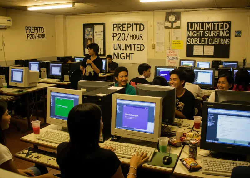 filipino internet cafe online dating Filipino internet café in the 2000s with people chatting on computers.