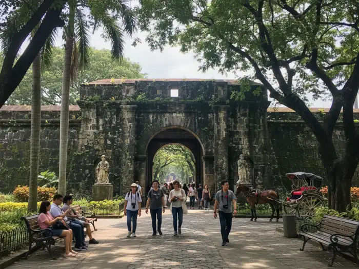 fort santiago intramuros top attractions Fort Santiago Intramuros top attractions photo with tourists entering Manila’s historic Walled City.