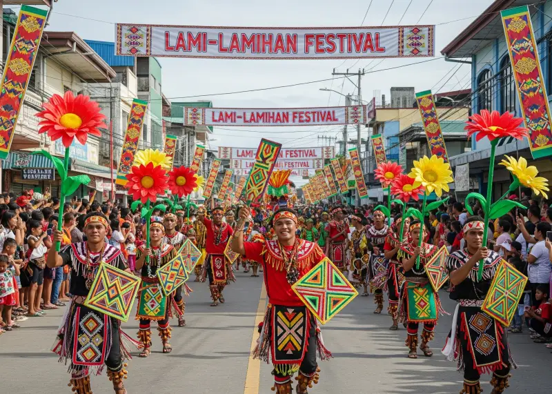 lami lamihan festival lamitan Dancers in Yakan-inspired costumes performing in the Lami-Lamihan Festival street parade.