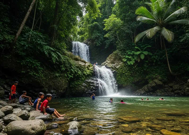 maribina falls catanduanes Maribina Falls in Catanduanes with locals swimming in its natural pool.