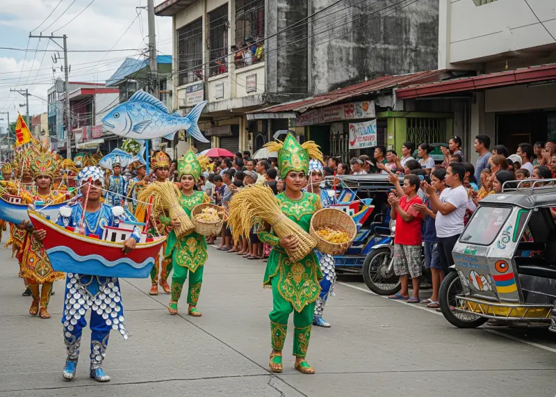 pagadian city festival parade Festival parade in Pagadian City with dancers in colorful costumes.