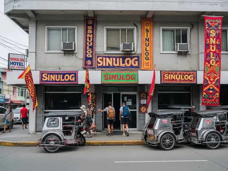 sinulog cebu where to stay Budget hotel in Cebu City decorated with Sinulog banners.