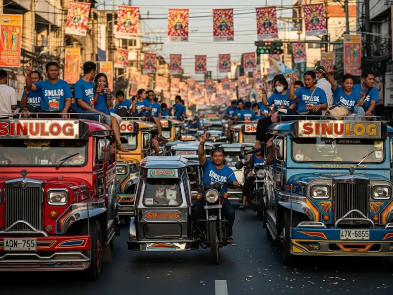 sinulog getting around jeepney Jeepneys and tricycles carrying festival-goers during Sinulog in Cebu.