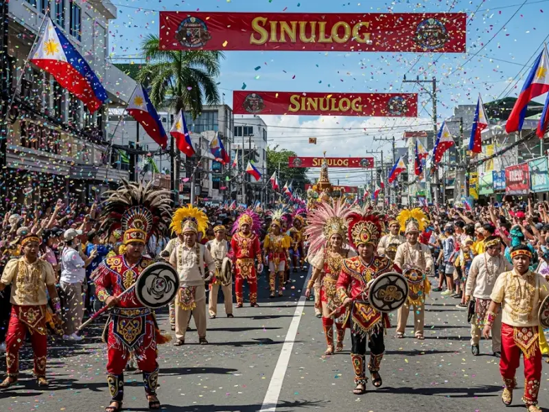 sinulog grand parade dancers Colorful dancers performing in the Sinulog grand parade in Cebu.