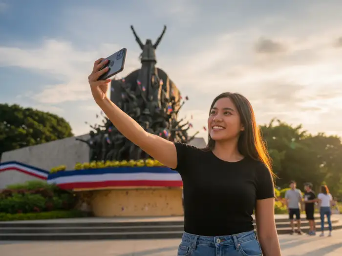 why visit edsa people power monument Traveler viewing the People Power Monument in EDSA, symbol of unity during the 1986 revolution.