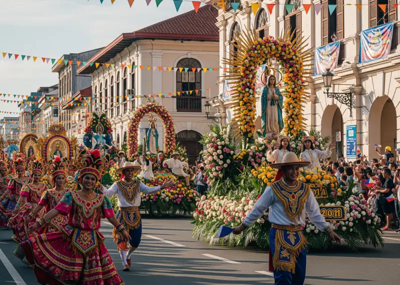 zamboanga hermosa festival 2025 Performers in colorful costumes parading during Zamboanga City’s Hermosa Festival.