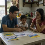 Filipino parents discussing education options Philippines between public, private, and homeschool.