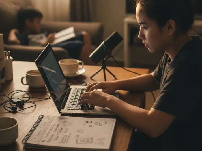 create blog content philippines Filipino blogger writing high-quality content at home in the Philippines.
