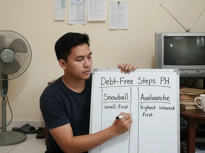debt free steps philippines strategy Filipino planning debt-free steps PH with snowball vs avalanche strategy.
