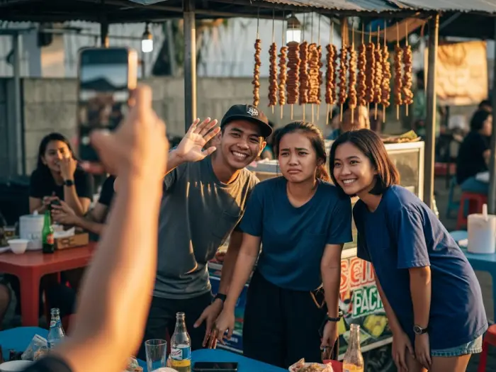 filipino superstition middle person photo dies first Three friends shuffle nervously before posing for a photo.