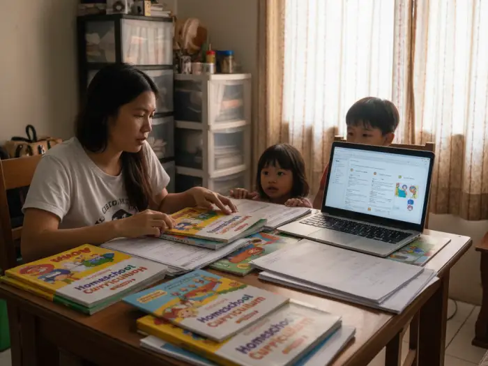 homeschool curriculum pinoy Filipino parent reviewing homeschool curriculum Pinoy choices for children.