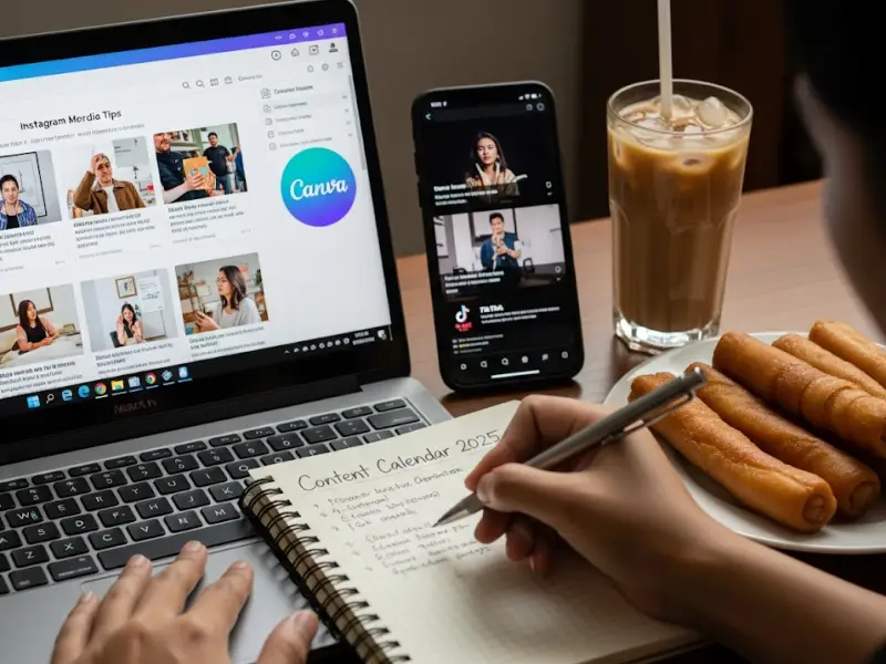 learn social media basics philippines Filipino beginner learning Canva and TikTok basics at home.