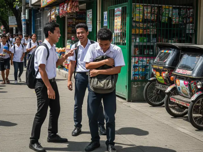 teenage peer pressure pinoy Filipino teenager dealing with peer pressure Pinoy style outside school.