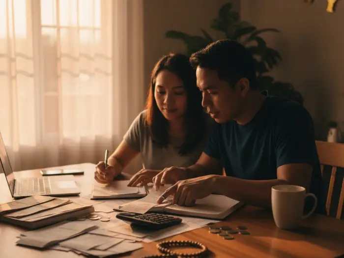 avoid debt negative energy filipino new year Filipino couple organizing finances to clear debt before New Year’s Eve.