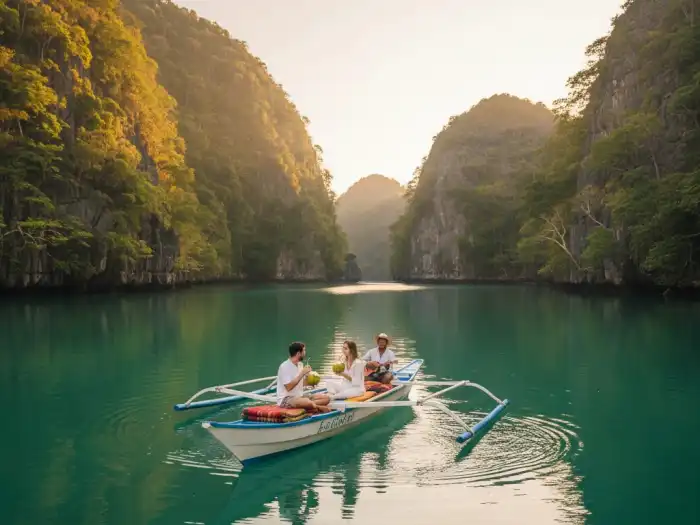 cadlao lagoon tour d el nido Travelers enjoy a tranquil afternoon at Cadlao Lagoon during El Nido Tour D.