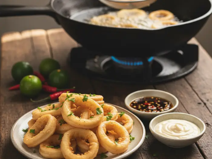calamares filipino fried squid recipe Filipino calamares recipe with vinegar and garlic mayo dipping sauces