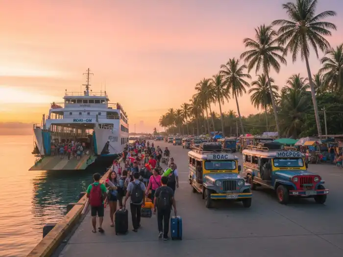 how to get to marinduque roro ferry balanacan port Ferry passengers arriving at Balanacan Port for the Moriones Festival in Marinduque.