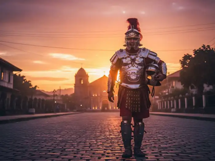 moriones festival marinduque sunset faith procession Morion walking home after the day’s Holy Week procession in Marinduque.