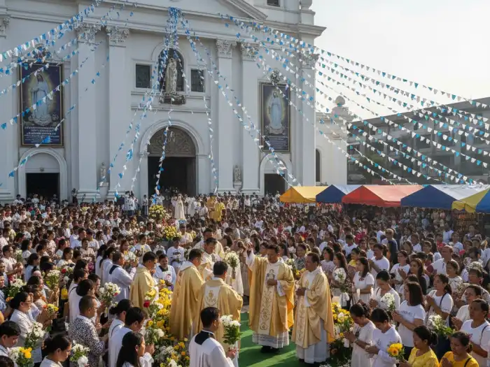 naga cathedral pena francia opening mass Devotees gather at Naga Metropolitan Cathedral for Peñafrancia Festival opening mass.