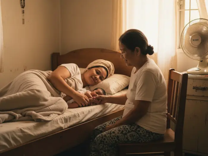 no bathing after birth filipino superstition New Filipino mother resting with baby, following the pamahiin of no bathing after birth.