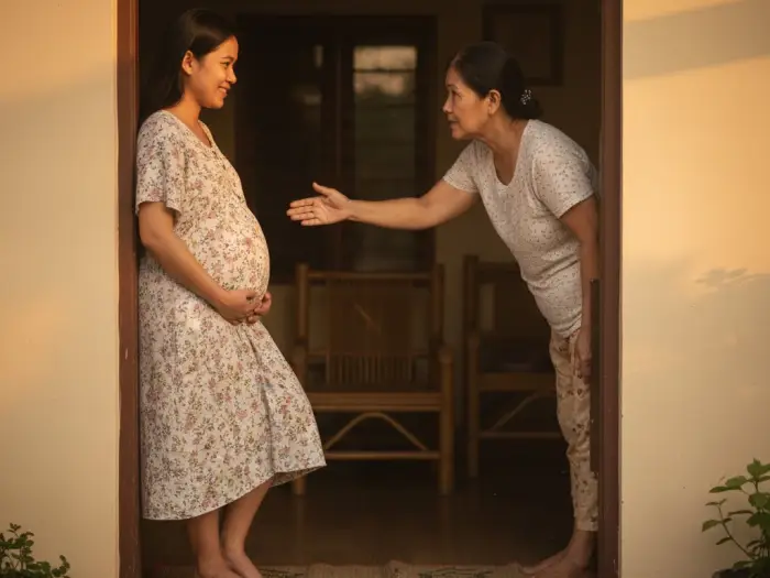pregnant woman doorway pamahiin filipino Filipino mother reminding her pregnant daughter not to sit by the open door.