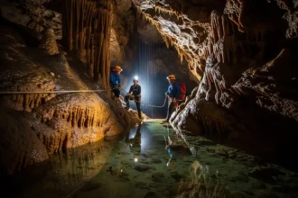 Spelunkers explore the limestone chambers of Sagada’s Cave Connection between Lumiang and Sumaguing.