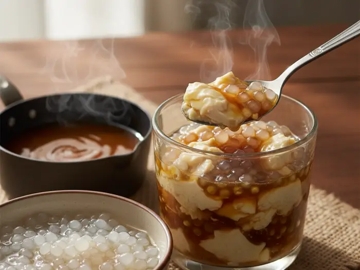 taho filipino tofu arnibal sago recipe Homemade taho with silken tofu, arnibal syrup, and sago pearls
