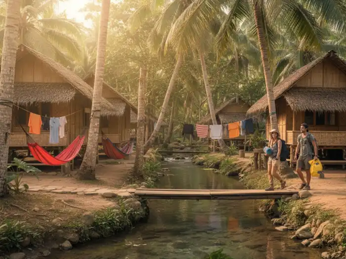 where to stay near enchanted river hinatuan cottages Bamboo cottages near the Enchanted River in Hinatuan, Surigao del Sur.