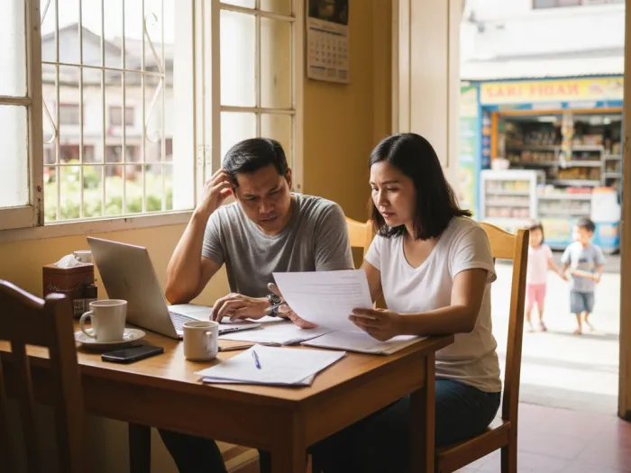cost of life insurance philippines premiums budget Filipino couple reviewing the cost of life insurance premiums in the Philippines.
