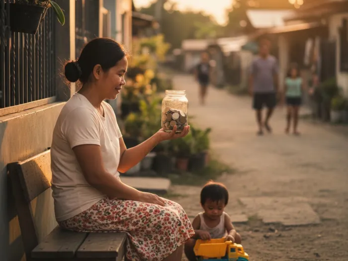growing money pag ibig savings philippines Filipina mother saving slowly through Pag-IBIG MP2 and Regular Savings.
