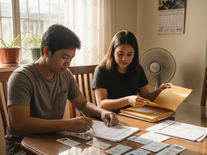 pag ibig loan requirements documents philippines Filipino preparing complete Pag-IBIG housing loan requirements at home.