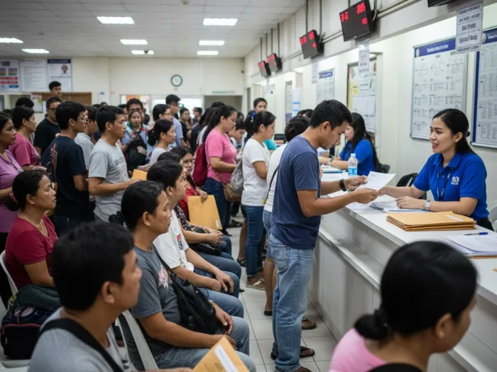 pagibig loan application branch process filipino masses Filipinos lining up inside a Pag-IBIG branch to apply for MPL or Calamity Loans.