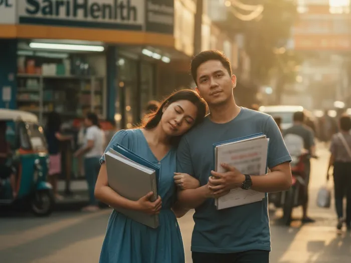 philhealth konsulta z benefits understanding strength philippines Filipino couple walking home after understanding their PhilHealth Konsulta and Z Benefits options.