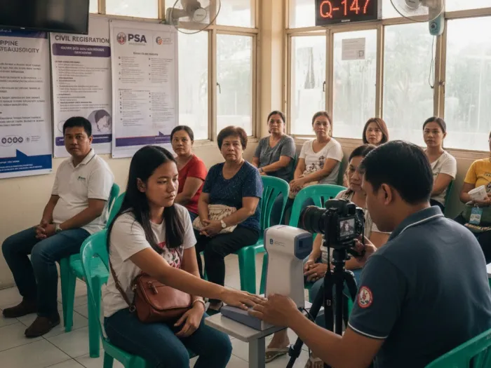 philsys biometrics inperson processing psa center Filipina completing biometrics at a PSA center for her PhilSys Philippine National ID.