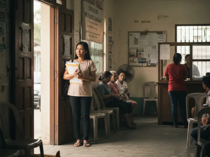 lgu business permit barangay mayors permit philippines Filipina lining up at a barangay hall to process LGU and mayor’s business permits.