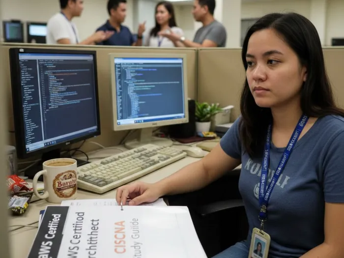 why it certifications matter filipinos philippines Filipino IT worker reviewing certification material to level up career opportunities in the Philippines.